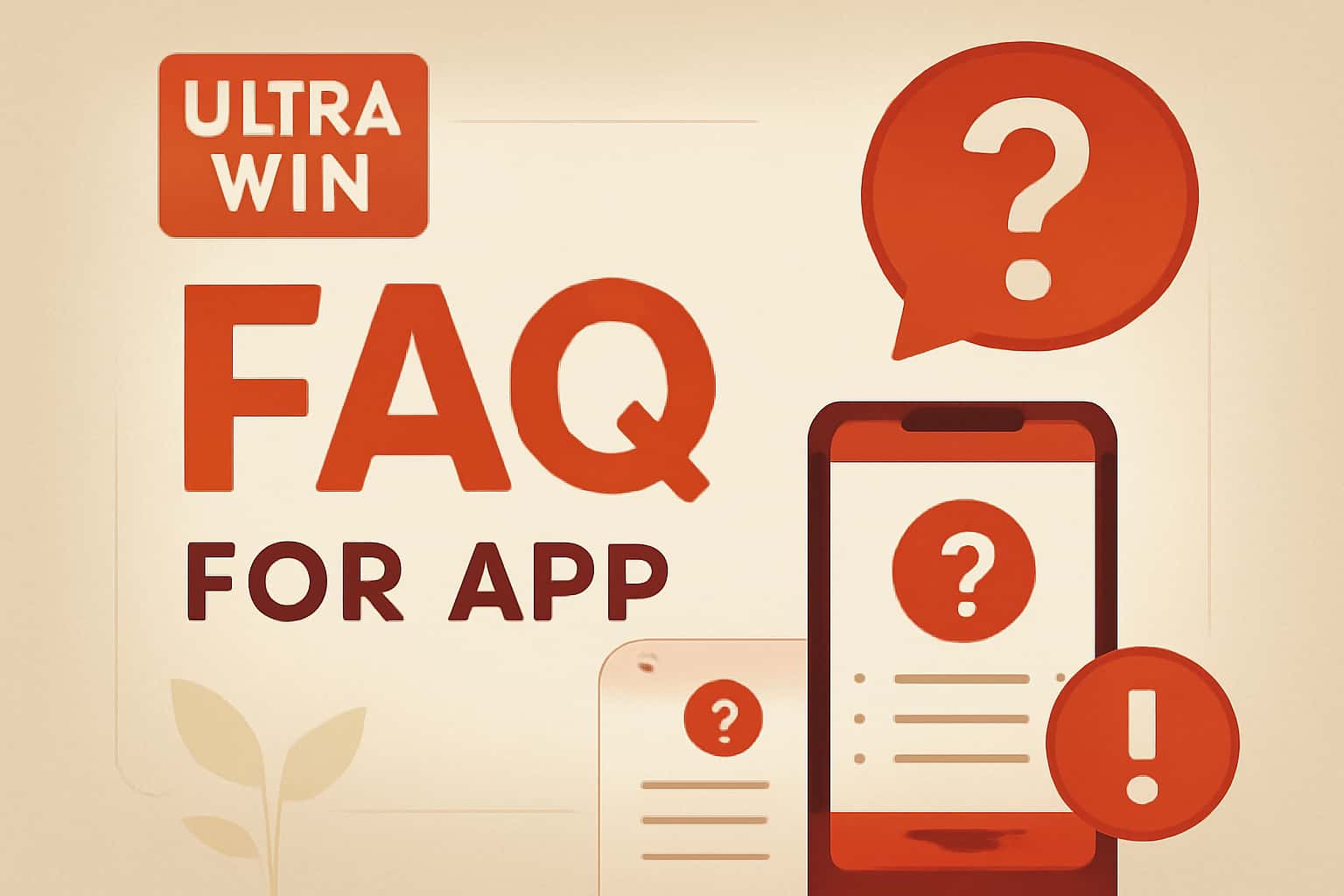 An informative scene illustrating the FAQ for Ultra Win App with a futuristic theme.
