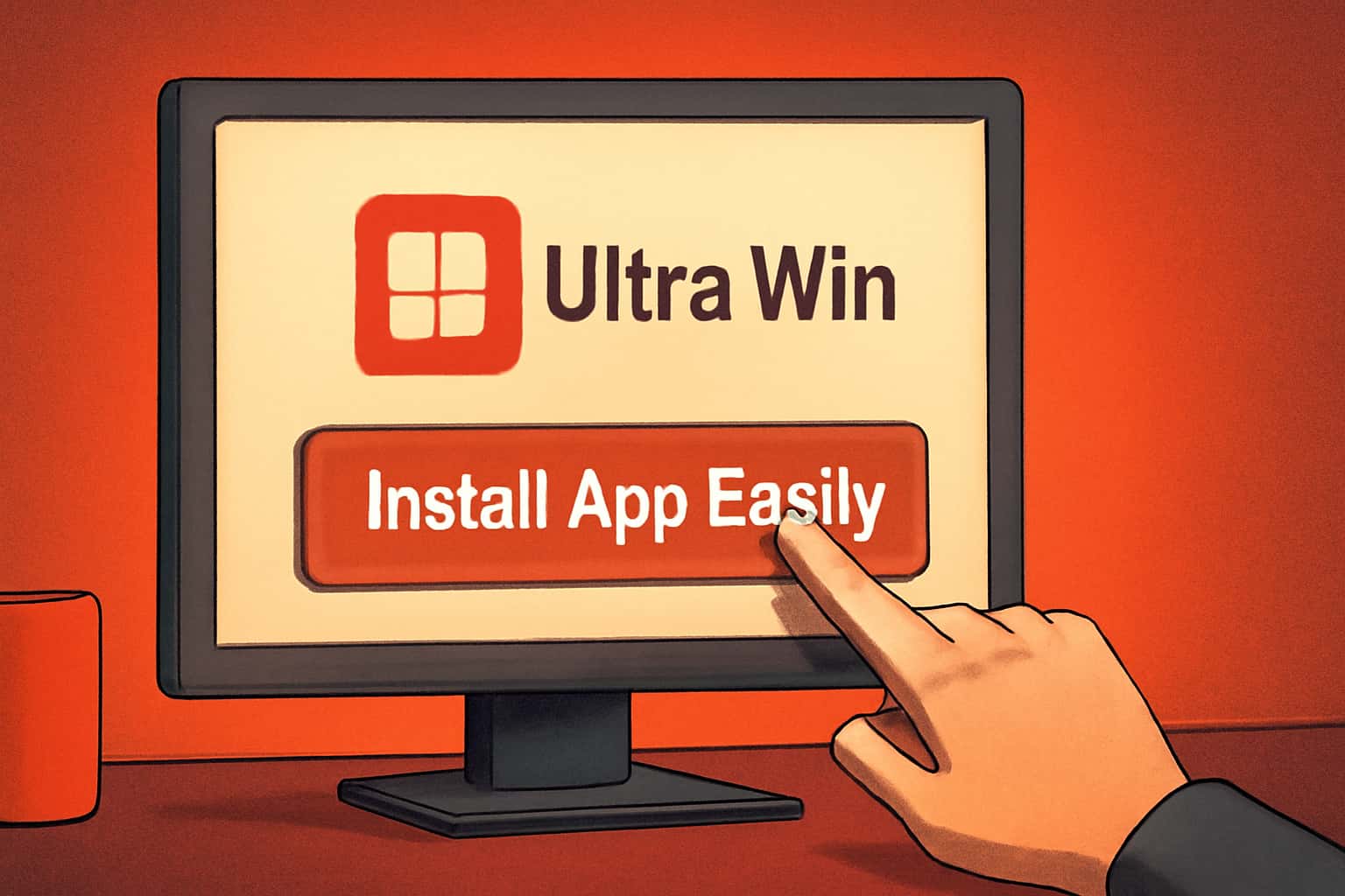 Informational graphic illustrating how to install the Ultra Win app.