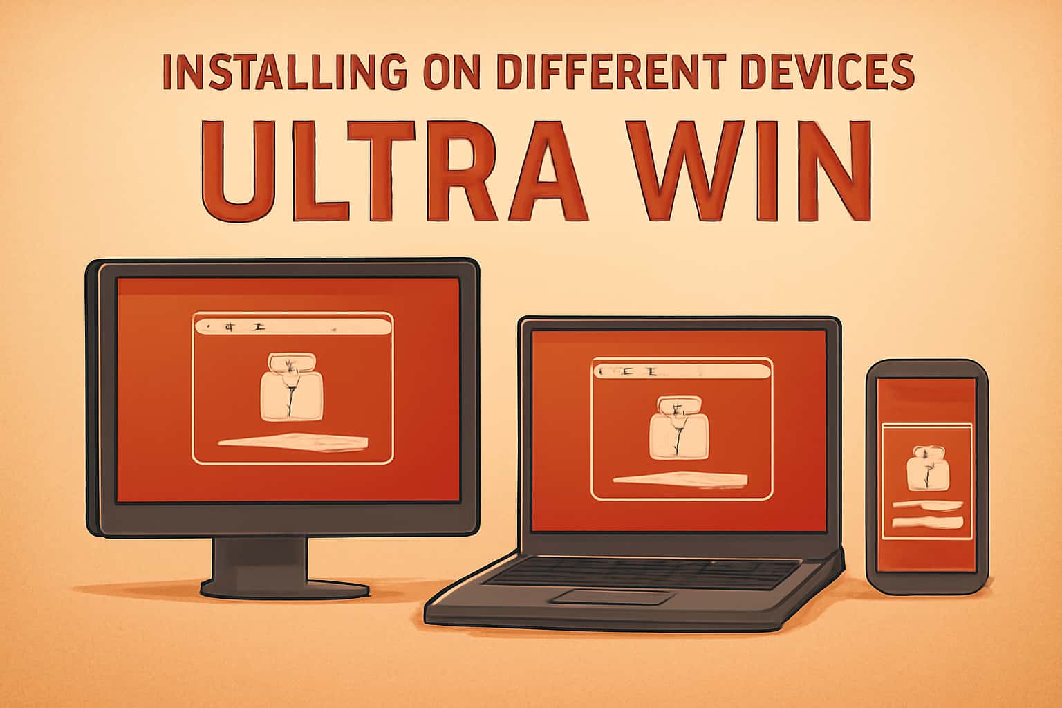 An informative scene about installing the Ultra Win app on various devices.