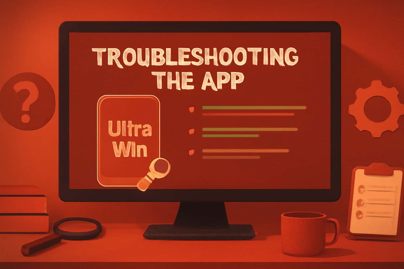 Visual representation of troubleshooting steps for the Ultra Win App.