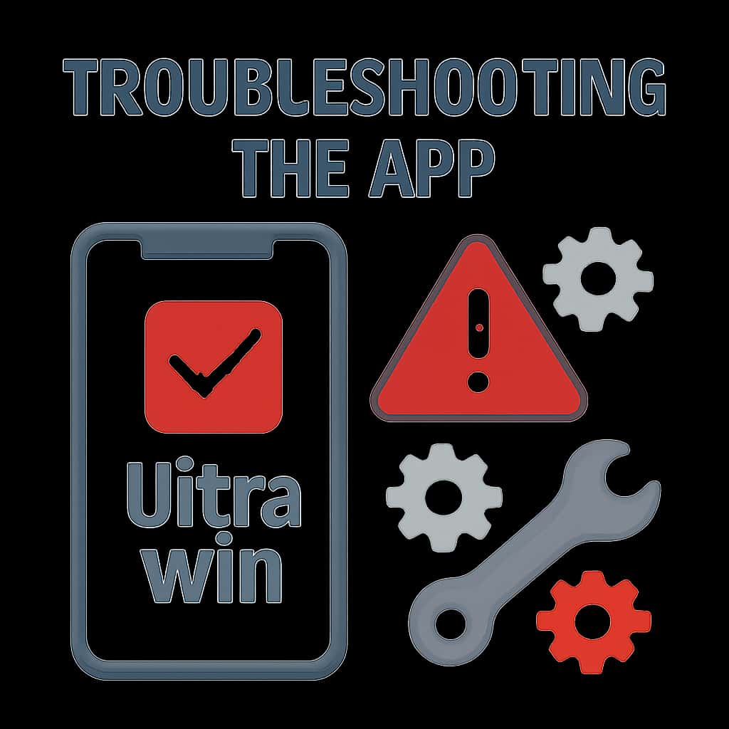 Illustration detailing troubleshooting processes for the Ultra Win App.