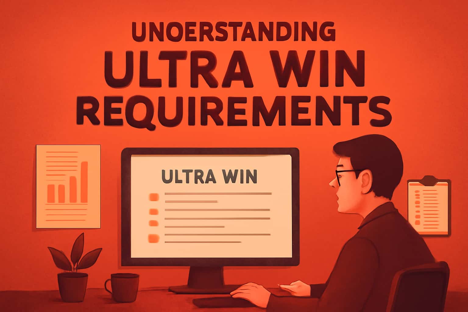 An information scene showcasing Ultra Win Requirements with a futuristic design.