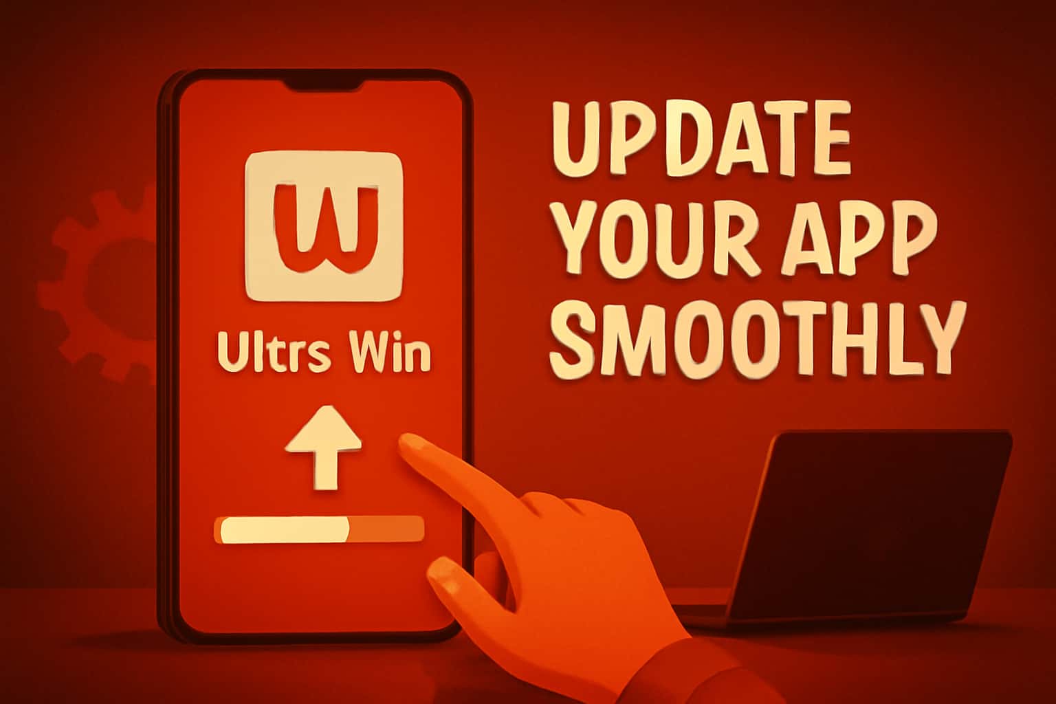 Visual representation of updating the Ultra Win app with a focus on smooth installation process.