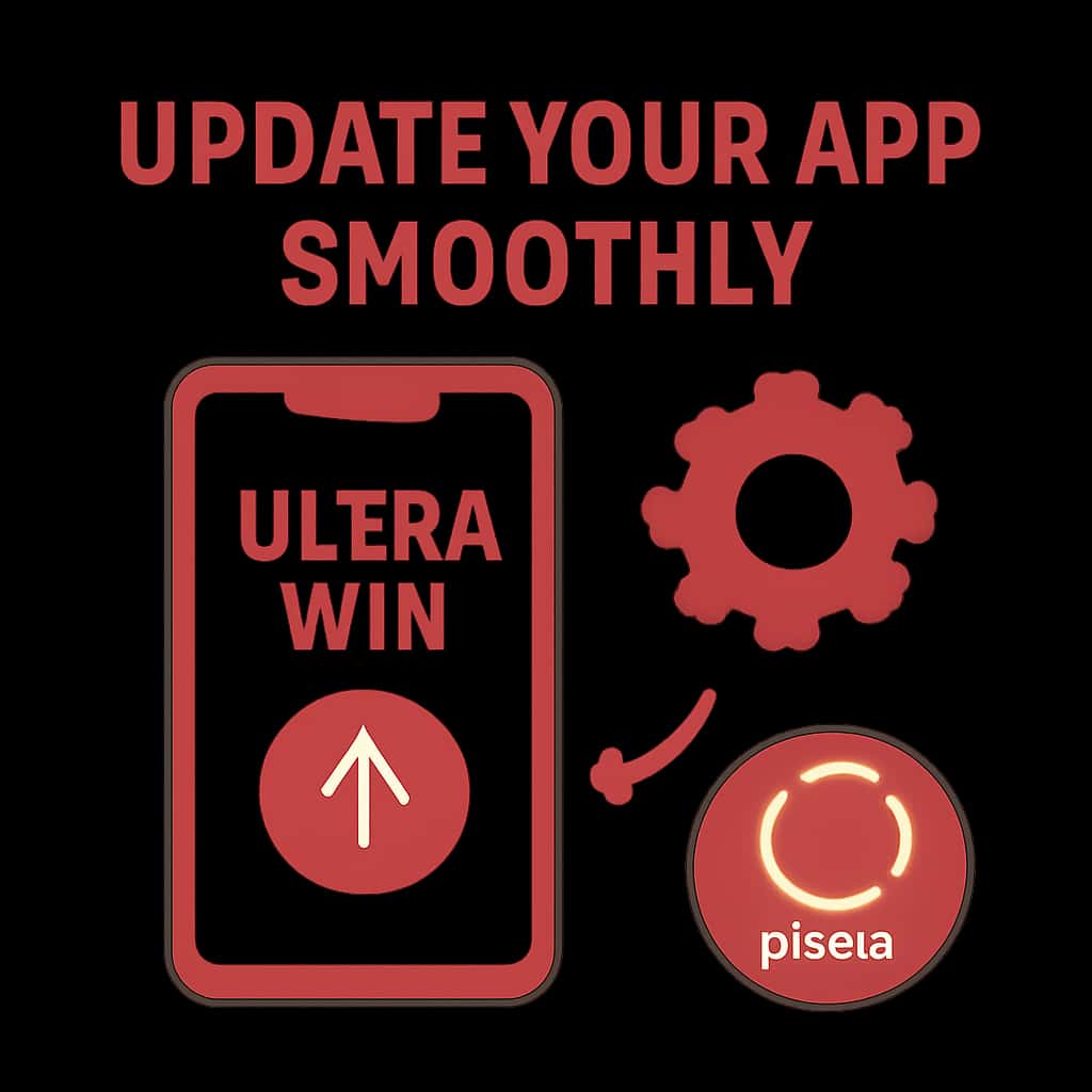 Illustration showing the steps to update the Ultra Win app.